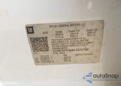 2019 Chevrolet Traverse Ls z USA, uszkodzony, nr VIN 1GNERFKW4KJ170768